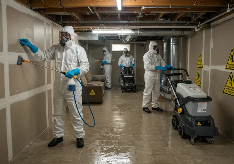 Basement Moisture Removal and Structural Drying process in Medway, MA